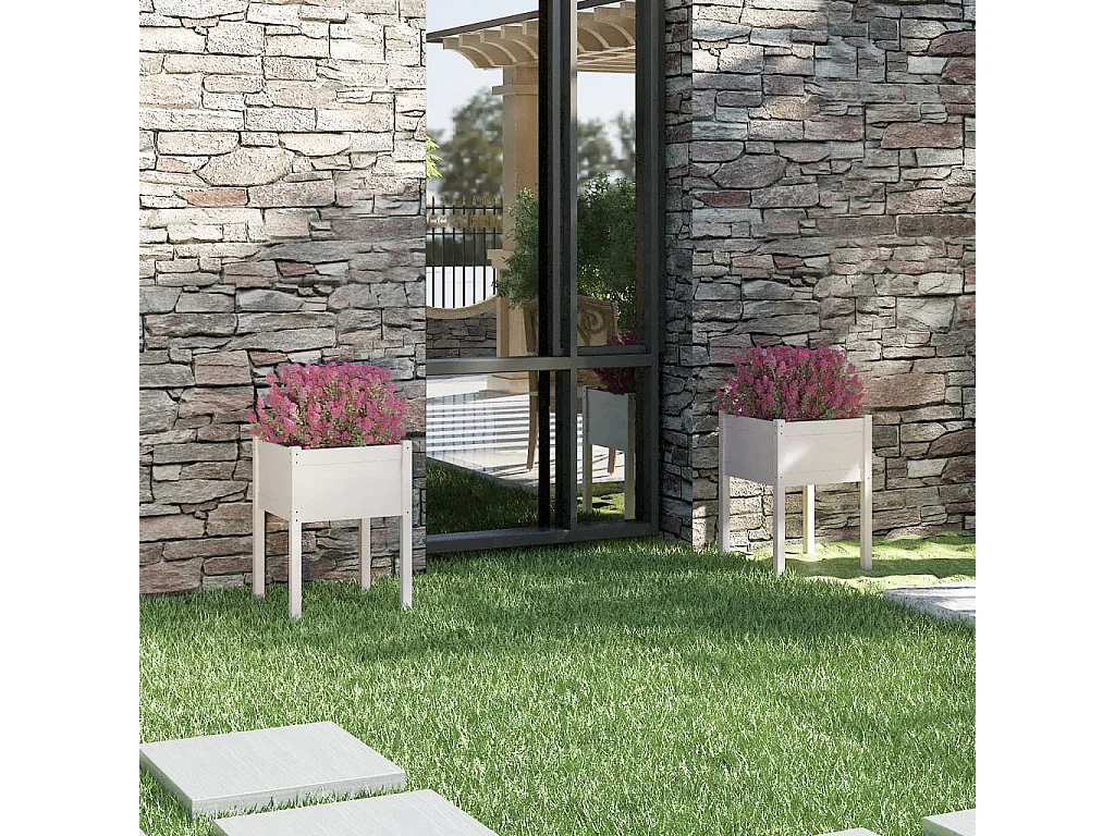 Jardinières 2 pcs Blanc 50x50x70 cm Bois de pin massif BE7492