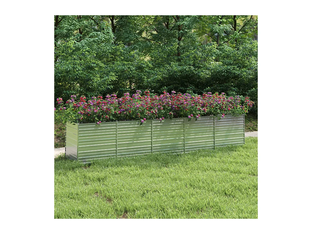 Jardinera de acero galvanizado plateado 400x80x77 cm ES71099