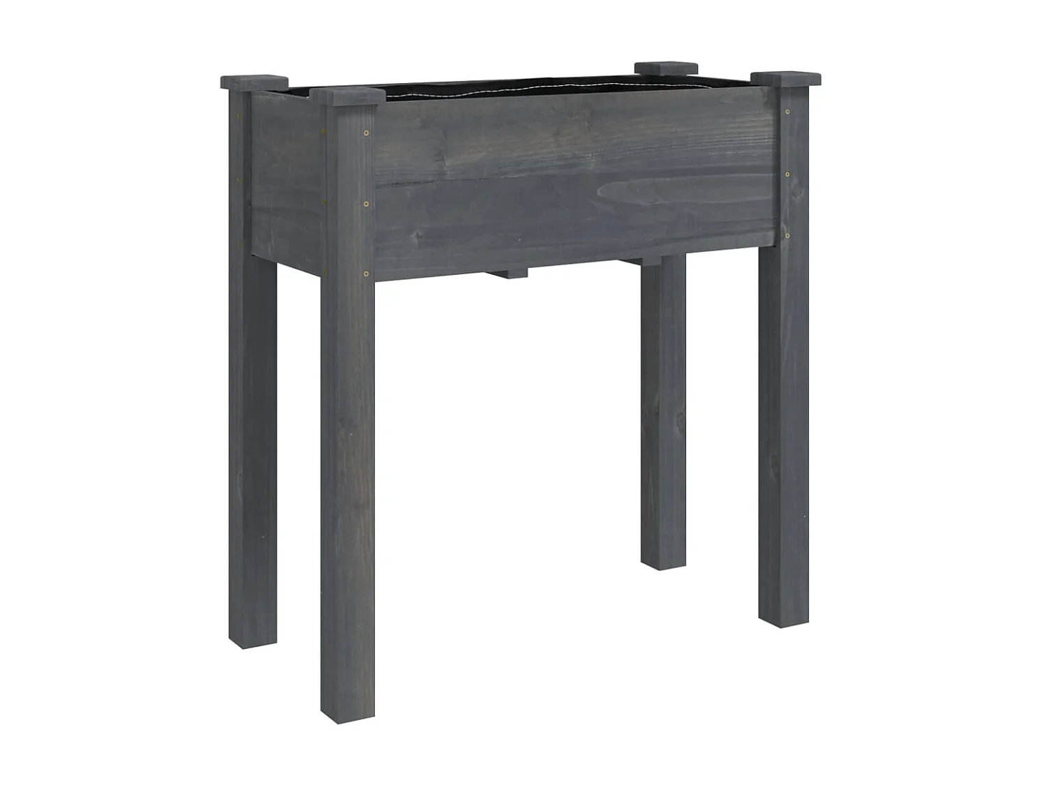 Jardinière avec doublure gris 71x37x76 cm bois massif de sapin BE6733