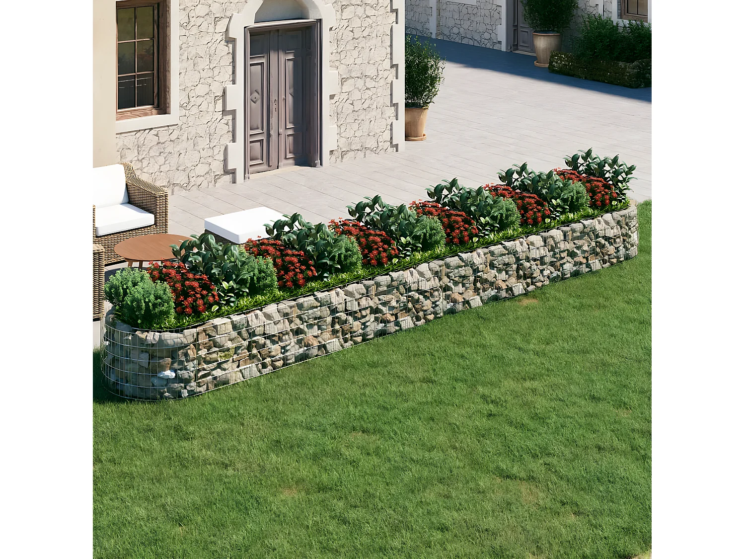 Gabion plantenbak verhoogd 600x100x50 cm gegalvaniseerd ijzer