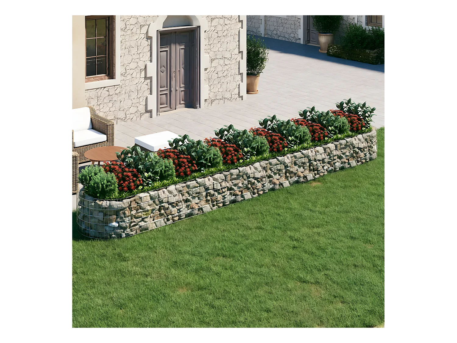 Arriate de gaviones de hierro galvanizado 600x100x50 cm ES36505
