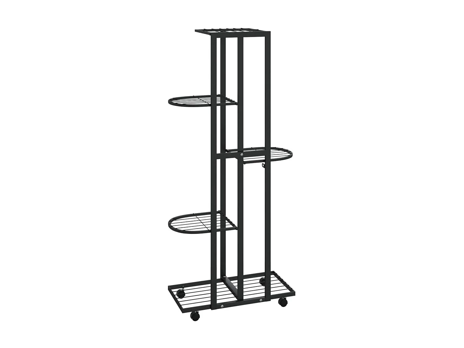 Suporte vasos c/ 5 prateleiras/rodas 44x23x100 cm ferro preto PT756866