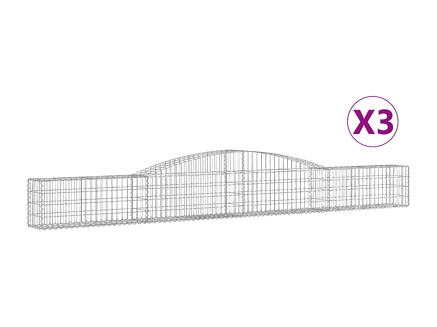 Paniers à gabions arqués 3 pcs 400x30x40/60 cm Fer galvanisé WVGQ5671