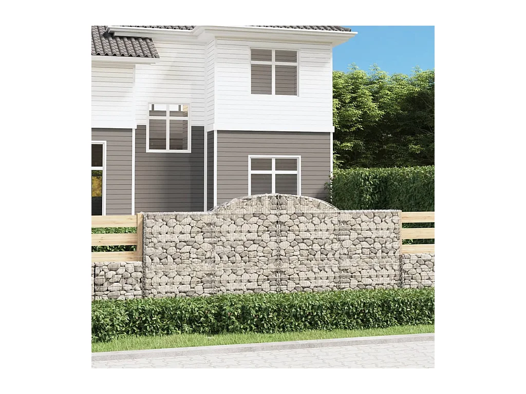 Panier de gabions arqué 300x30x120/140 cm Fer galvanisé WVGQ2190