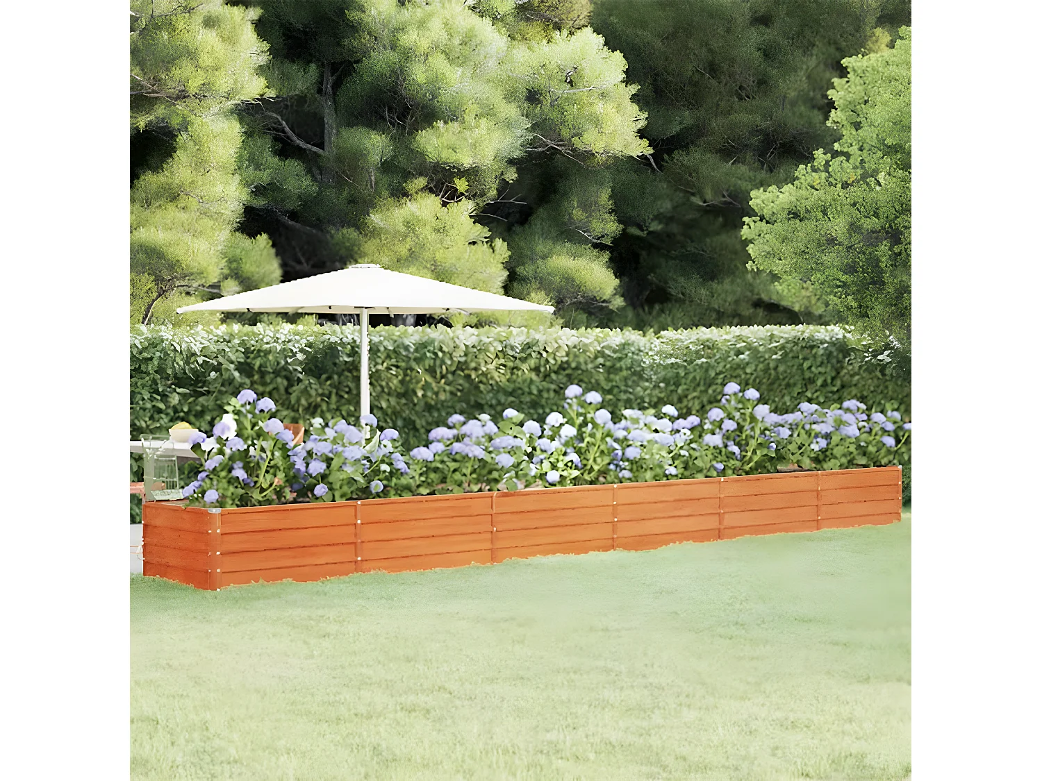 Jardinera oxidado de acero corten 600x80x45 cm ES32453