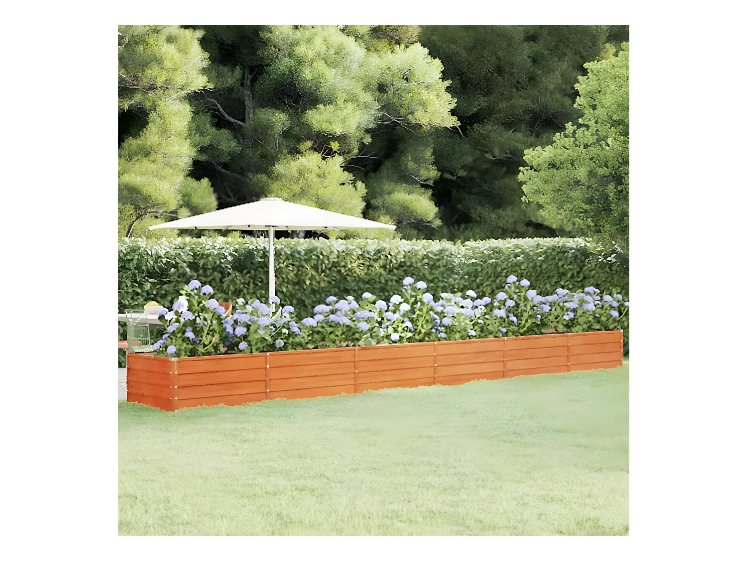 Jardinera oxidado de acero corten 600x80x45 cm ES32453