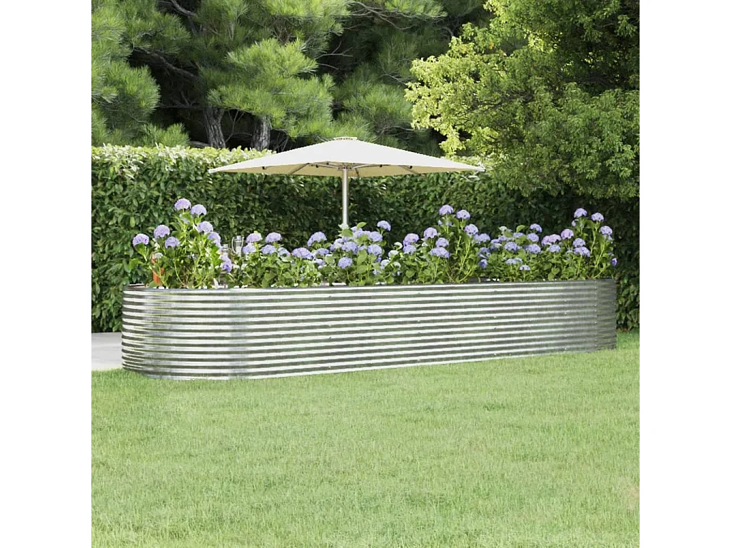 Jardinera arriate acero recubrimiento polvo plata 447x140x68 cm ES53146