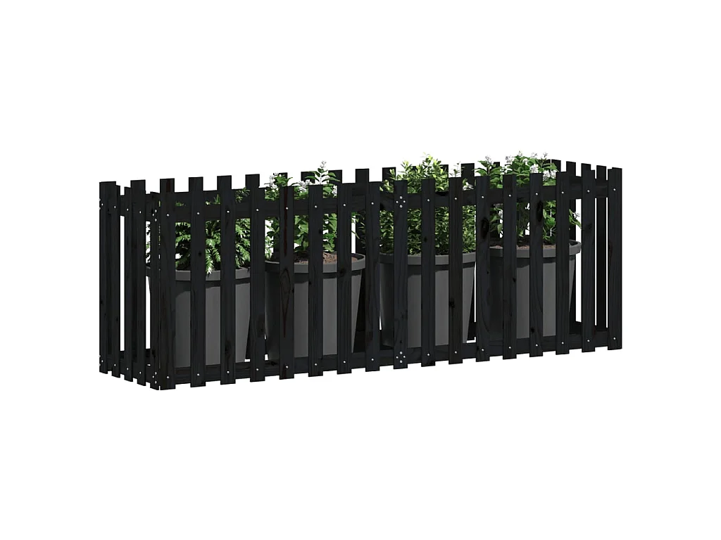 Plantenbak verhoogd hekontwerp 200x50x70 cm grenenhout zwart