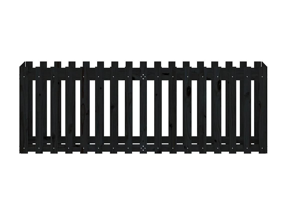 Jardinera elevado jardín con valla madera pino negro 200x50x70cm ES41051