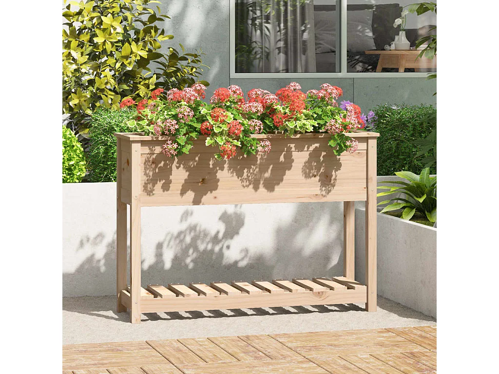 Vaso/floreira com prateleira 111,5x34,5x81 cm pinho maciço PT833394