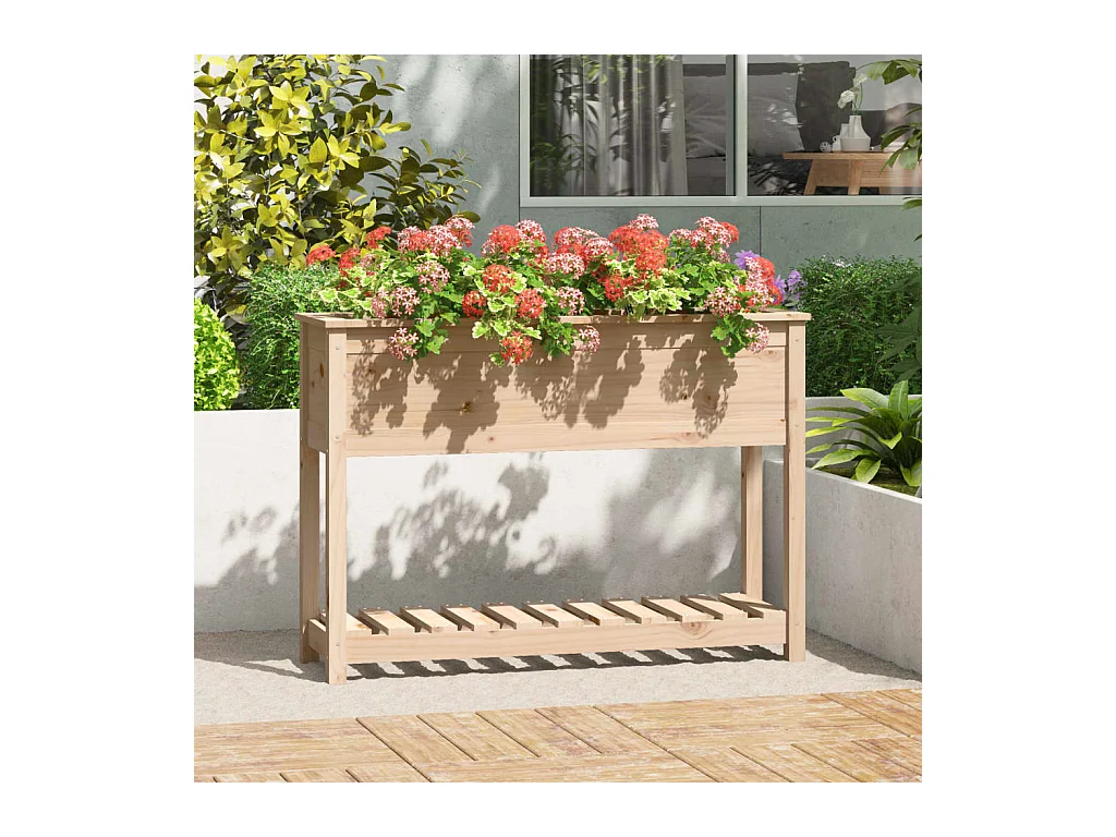 Jardinière avec étagère 111,5x34,5x81 cm Bois massif de pin BE4721