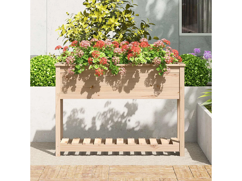 Jardinière avec étagère 111,5x34,5x81 cm Bois massif de pin BE4721