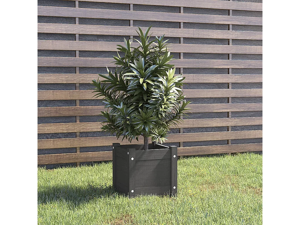 Vaso/floreira de jardim 31x31x31 cm pinho maciço cinzento PT333244