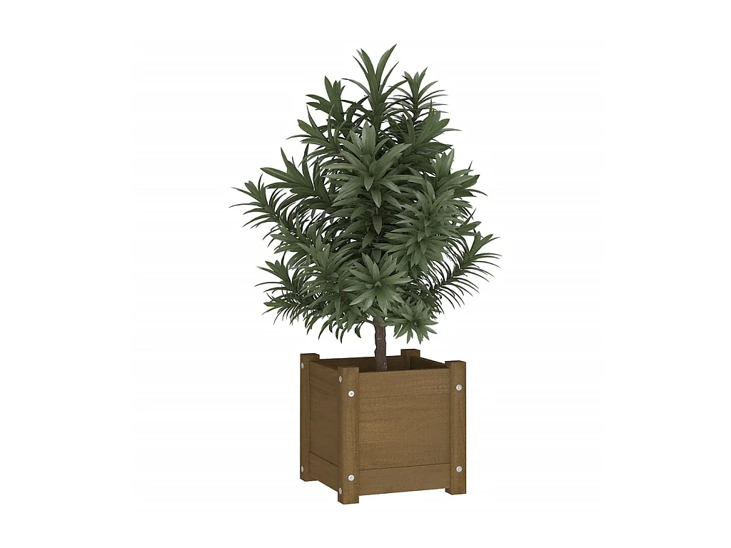 Plantenbak 31x31x31 cm massief grenenhout honingbruin NL296078