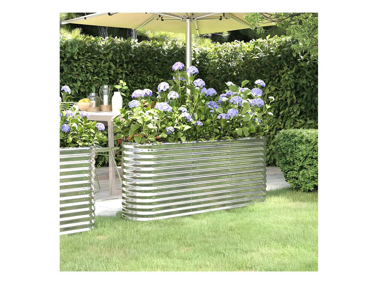 Plantenbak 152x40x68 cm gepoedercoat staal zilverkleurig
