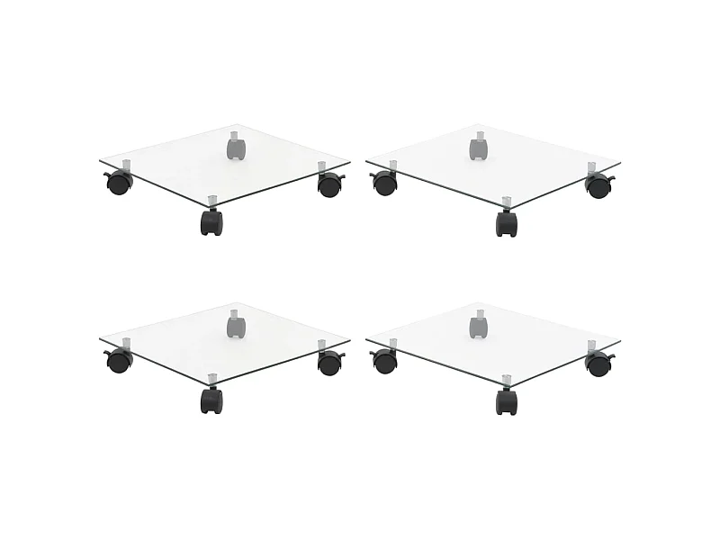 Plantenrollers 4 st vierkant 35x35 cm gehard glas NL180748