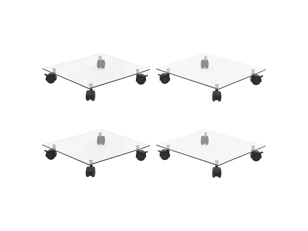 Plantenrollers 4 st vierkant 35x35 cm gehard glas NL180748