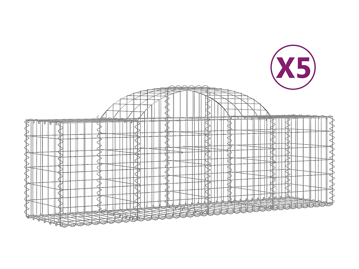 Cestas de gaviones 5 uds forma de arco hierro 200x50x60/80 cm ES72949