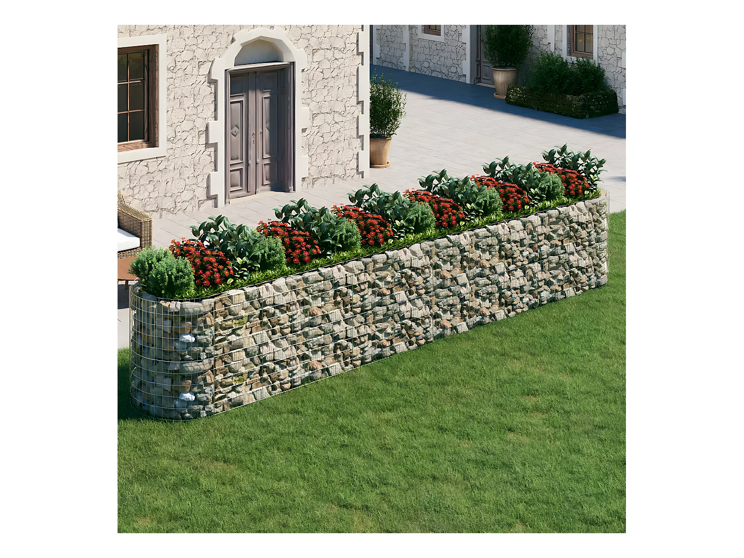 Arriate de gaviones de hierro galvanizado 600x100x100 cm ES96992