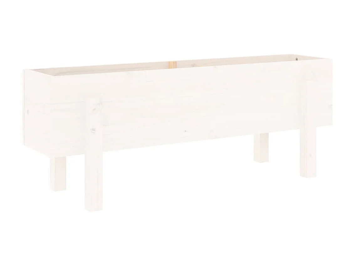 Plantenbak verhoogd 101x30x38 cm massief grenenhout wit