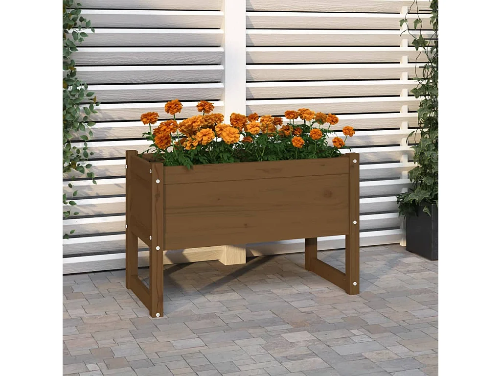 Jardinière Marron miel 78x40x52 cm Bois massif de pin BE9438
