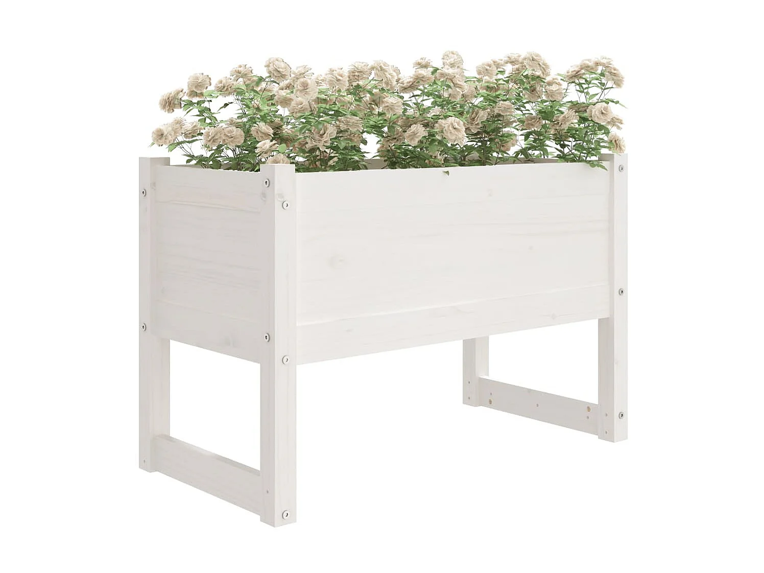 Jardinière Blanc 78x40x52 cm Bois massif de pin BE3958