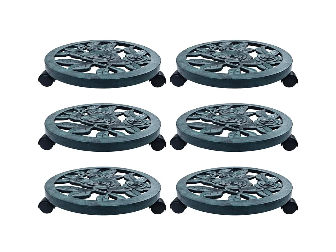 Chariots pour plantes 6 pcs Vert 38 cm Plastique BE6177