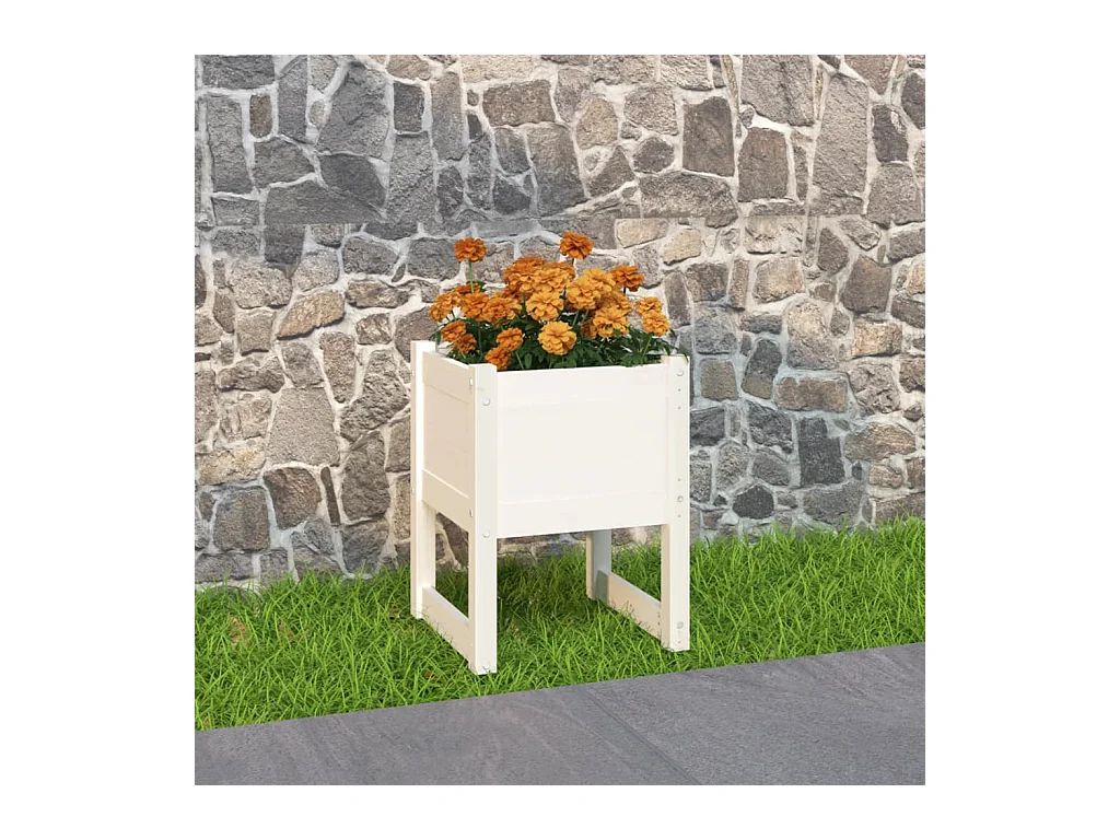 Jardinière Blanc 40x40x52,5 cm Bois massif de pin BE5657