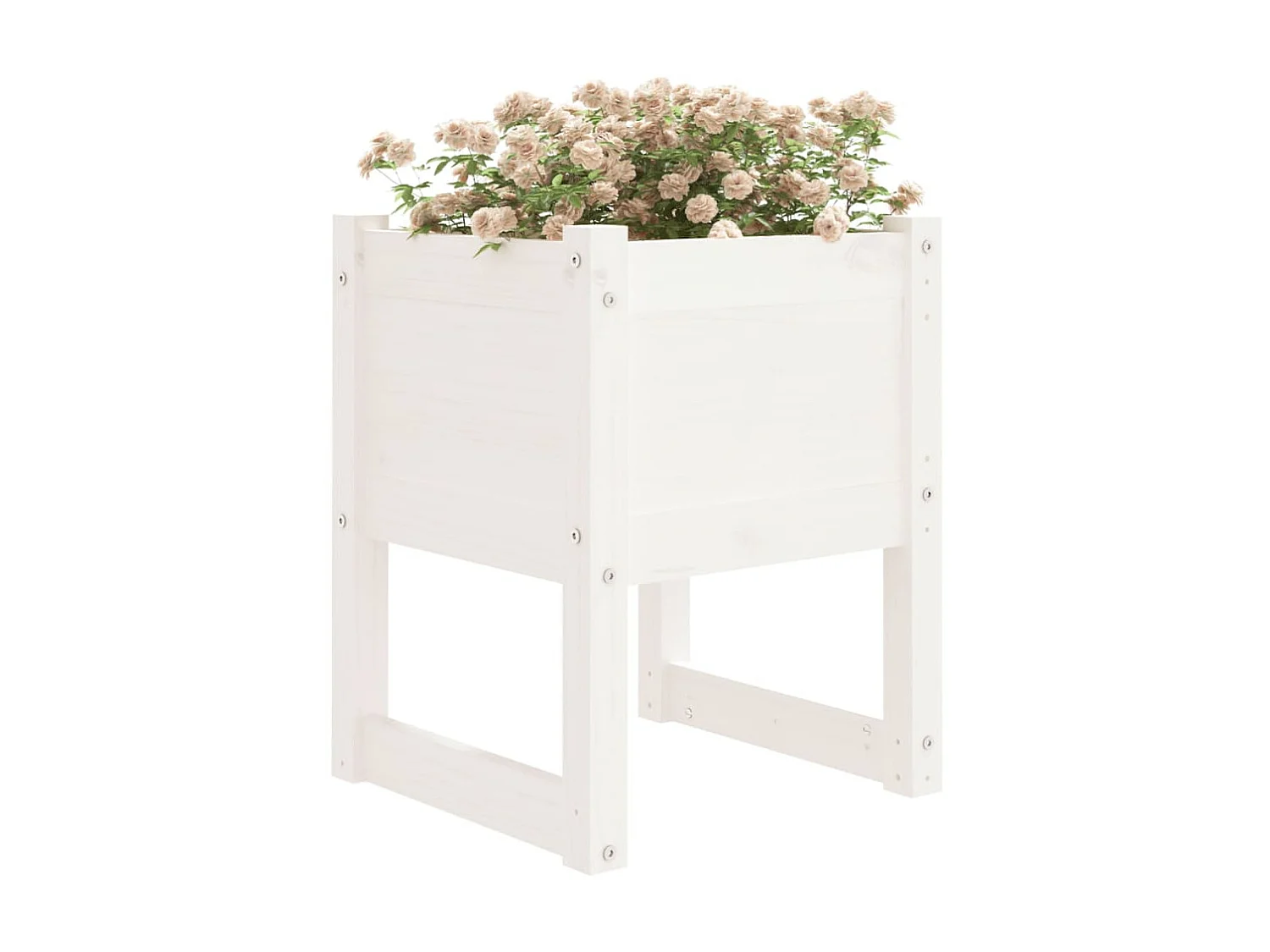 Jardinière Blanc 40x40x52,5 cm Bois massif de pin BE5657