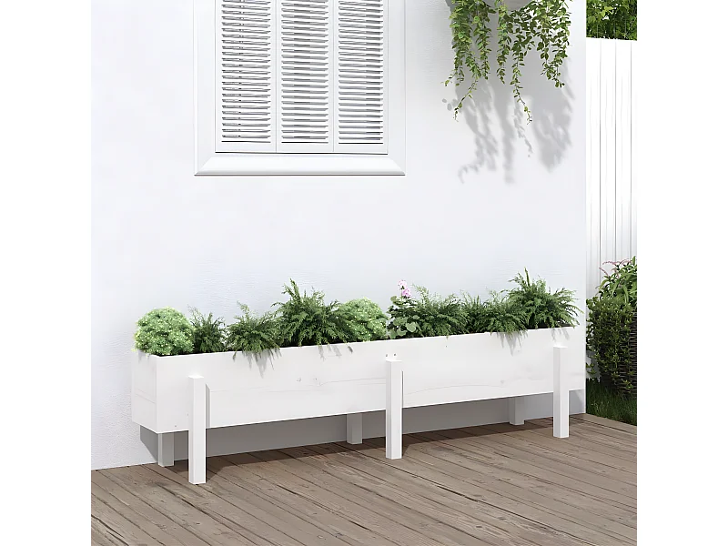 Jardinera elevado de jardín madera maciza pino blanco 160x30x38cm ES17450
