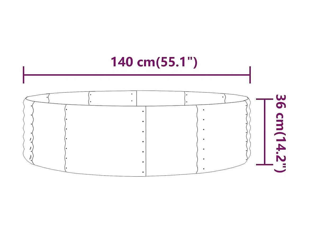Canteiro elevado jardim 140x140x36 aço revestido a pó antracite PT457705
