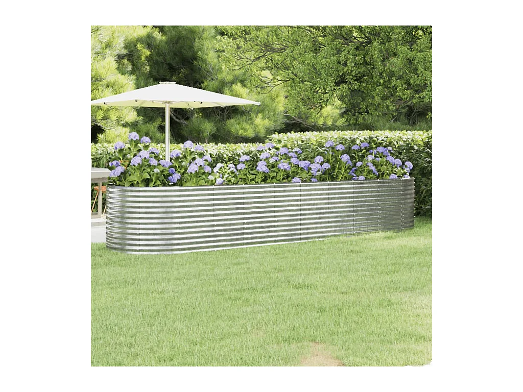 Jardinera arriate acero recubrimiento polvo plata 396x100x68 cm ES70416