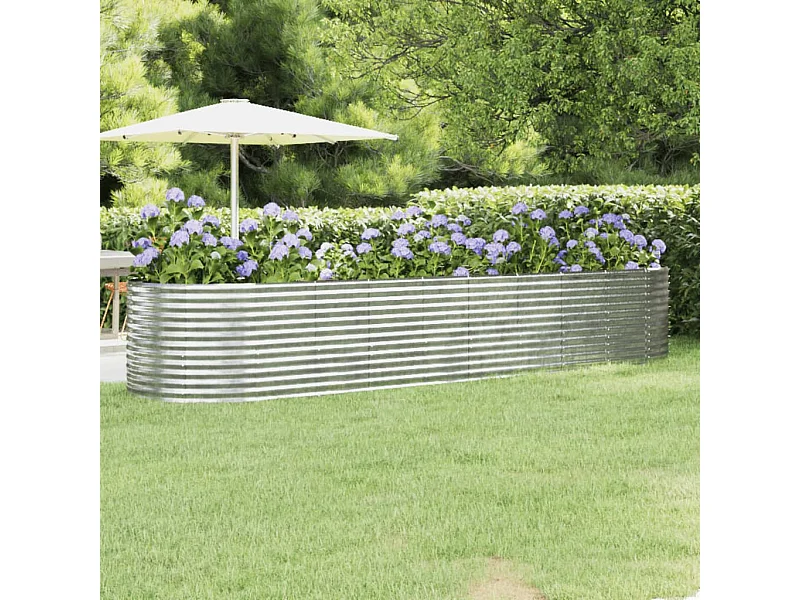 Jardinera arriate acero recubrimiento polvo plata 396x100x68 cm ES70416