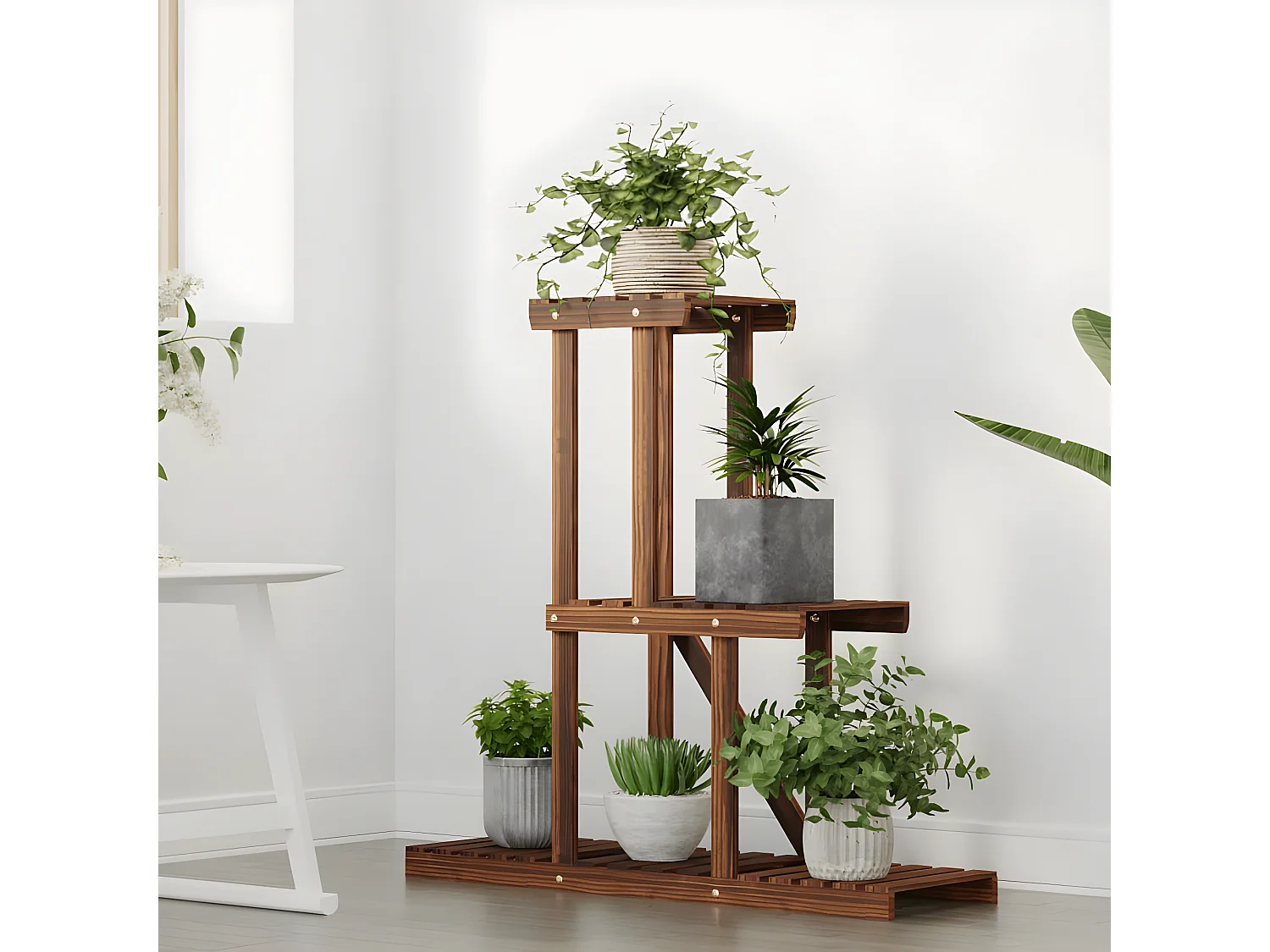 Suporte de plantas 81x25x75,5 cm madeira de abeto maciça PT960376