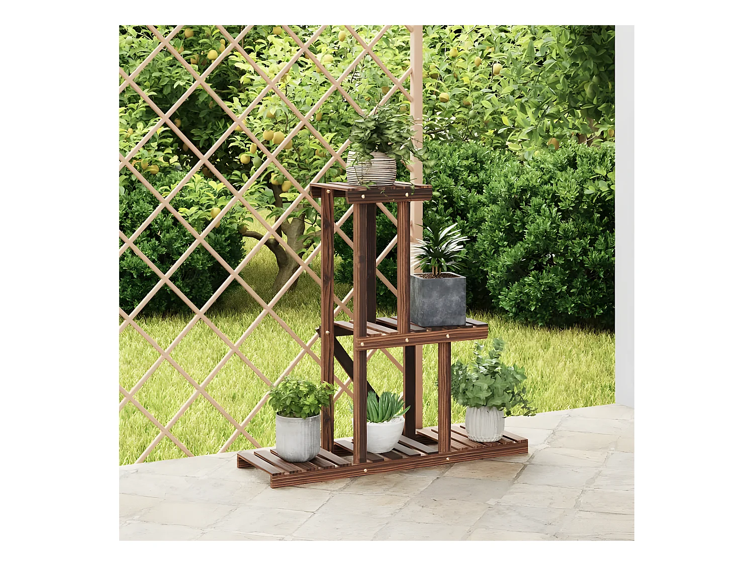 Jardinière Support à fleurs 81x25x75,5 cm bois massif de sapin BE8186