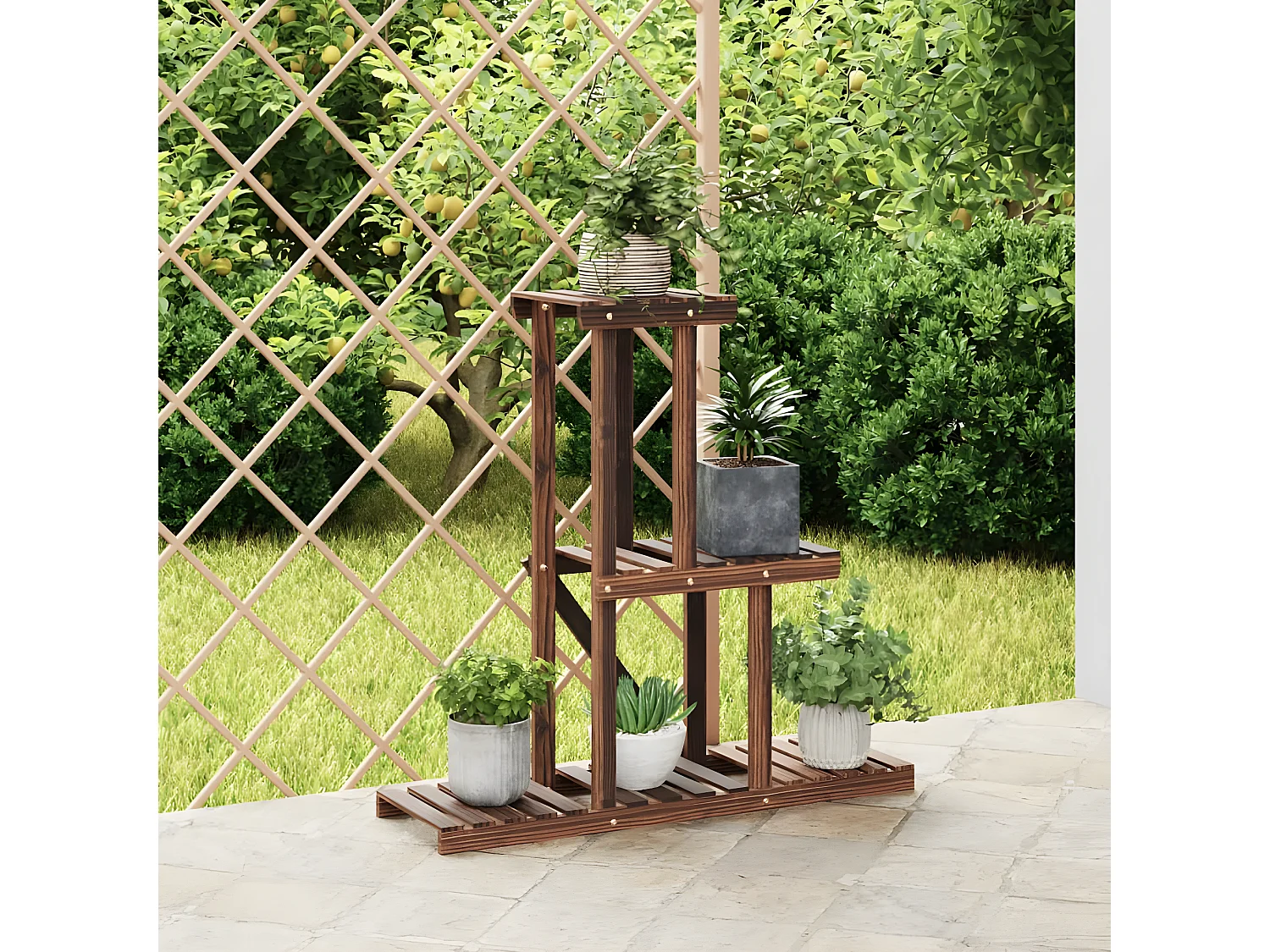 Plantenstandaard 81x25x75,5 cm massief vurenhout NL844283