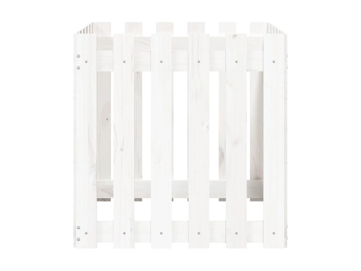 Plantenbak met hekontwerp 60x60x60 cm massief grenenhout wit NL591543