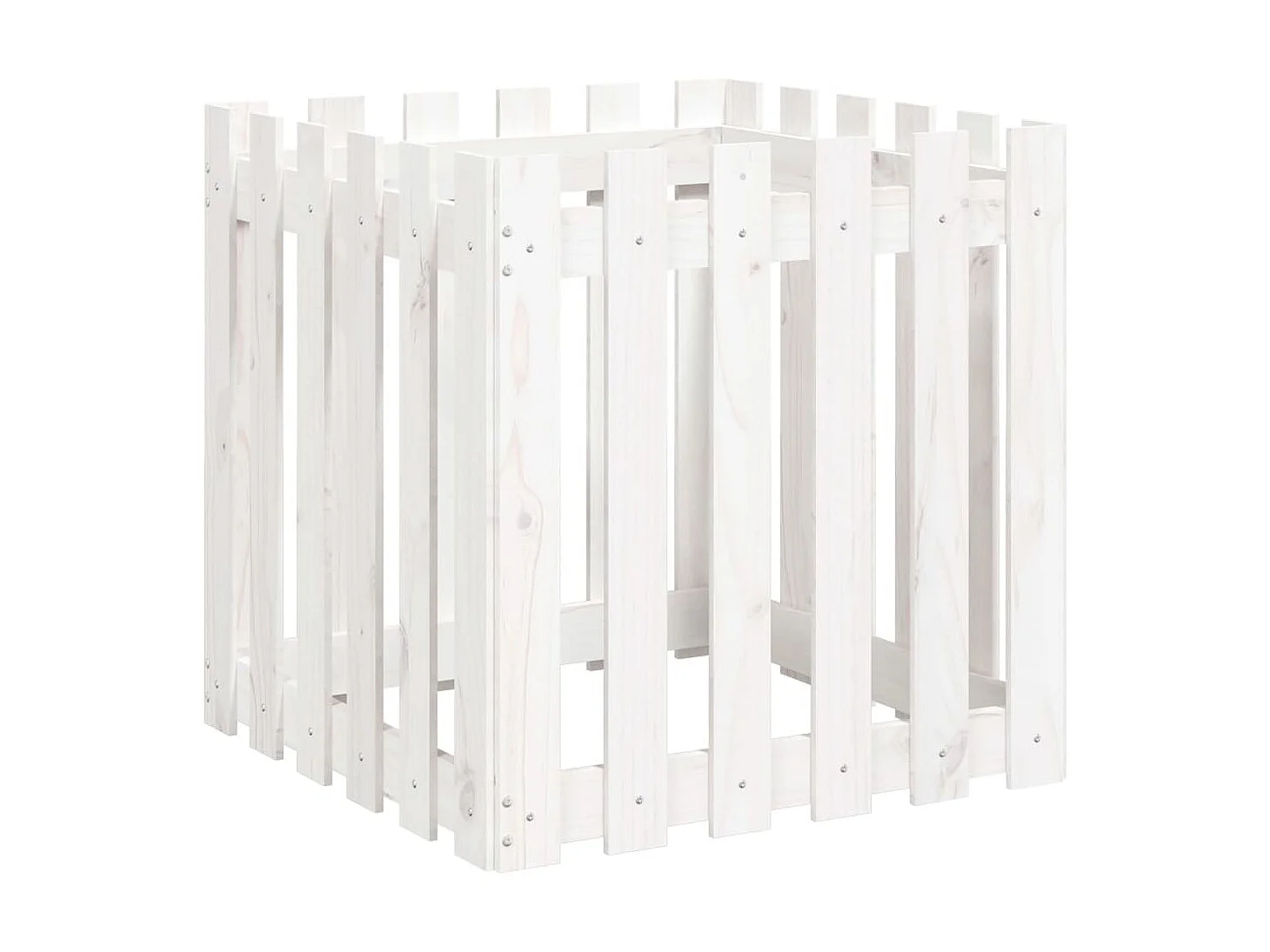 Jardinière avec design de clôture blanc 60x60x60 cm pin massif BE5034
