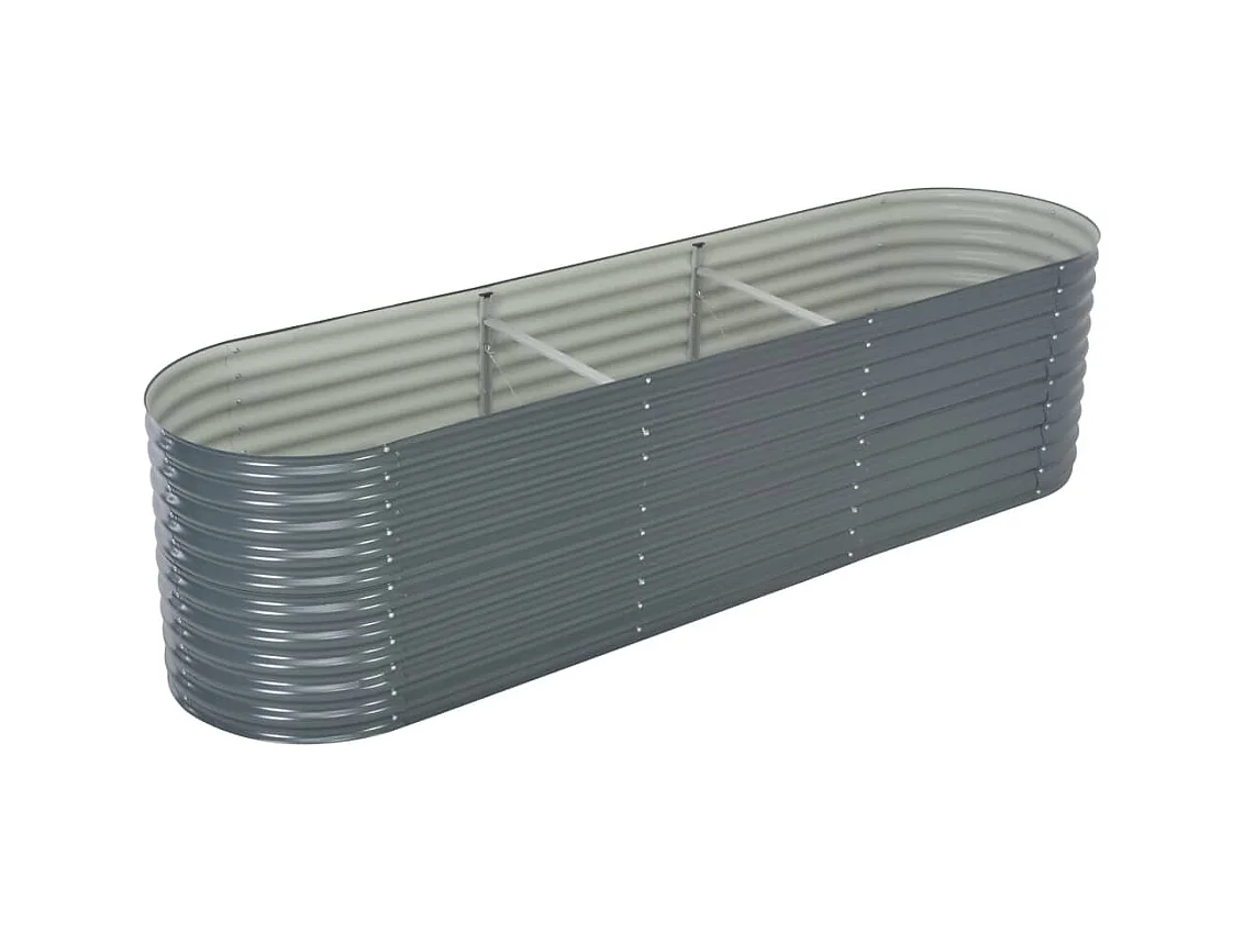 Jardinera de acero galvanizado gris 320x80x81 cm ES18344