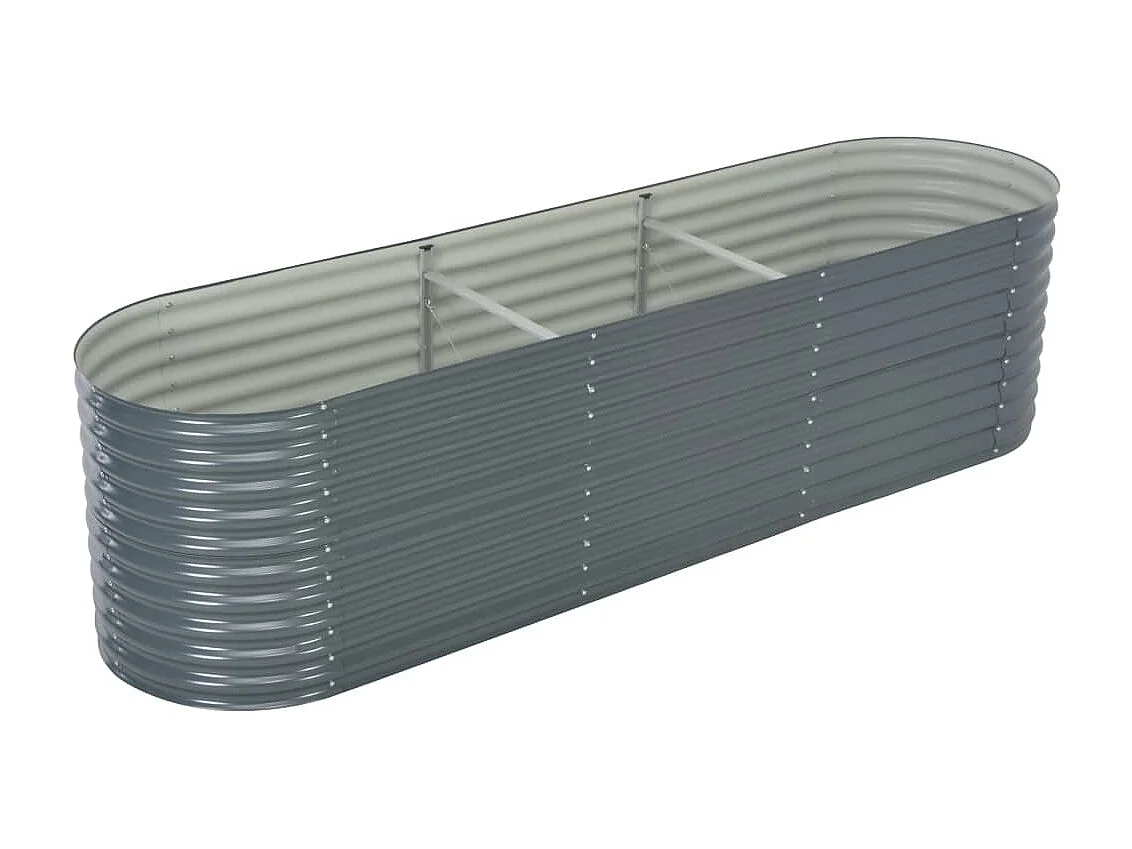 Jardinera de acero galvanizado gris 320x80x81 cm ES18344
