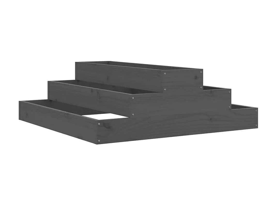 Jardinière Gris 80x80x27 cm Bois massif de pin BE7885