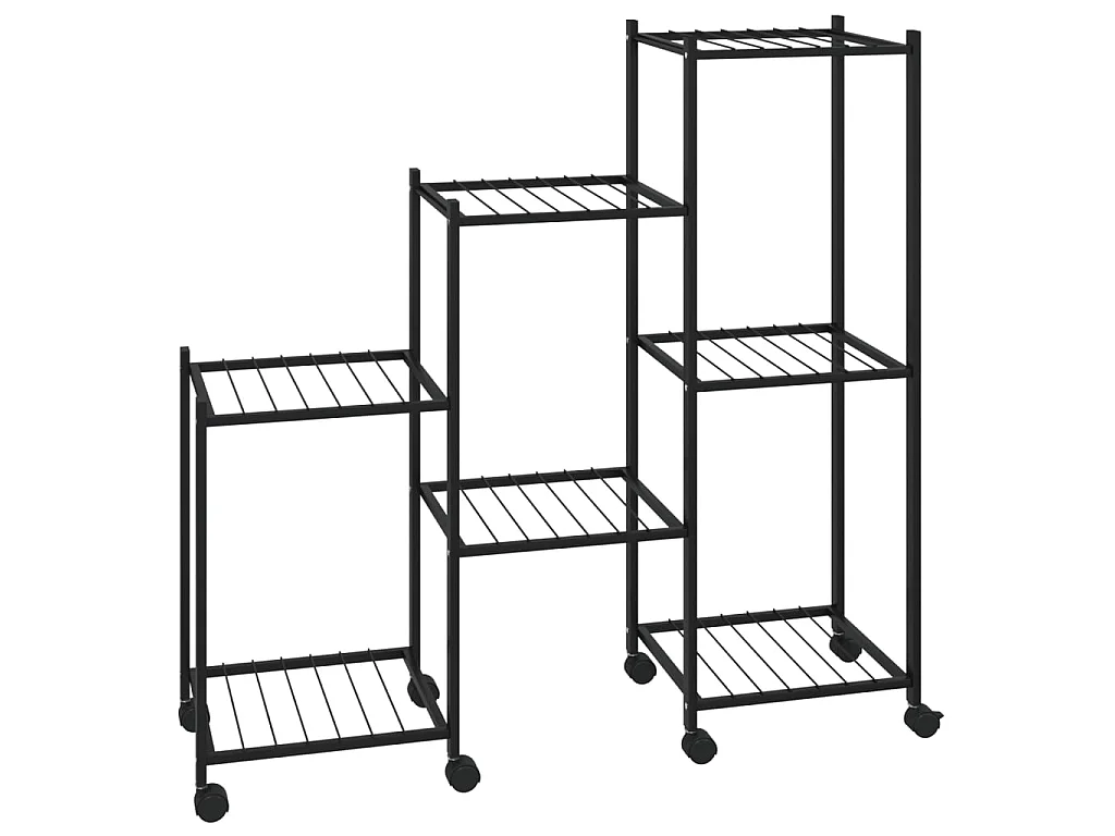 Suporte de vasos c/ rodas 83x25x83,5 cm ferro preto PT493325