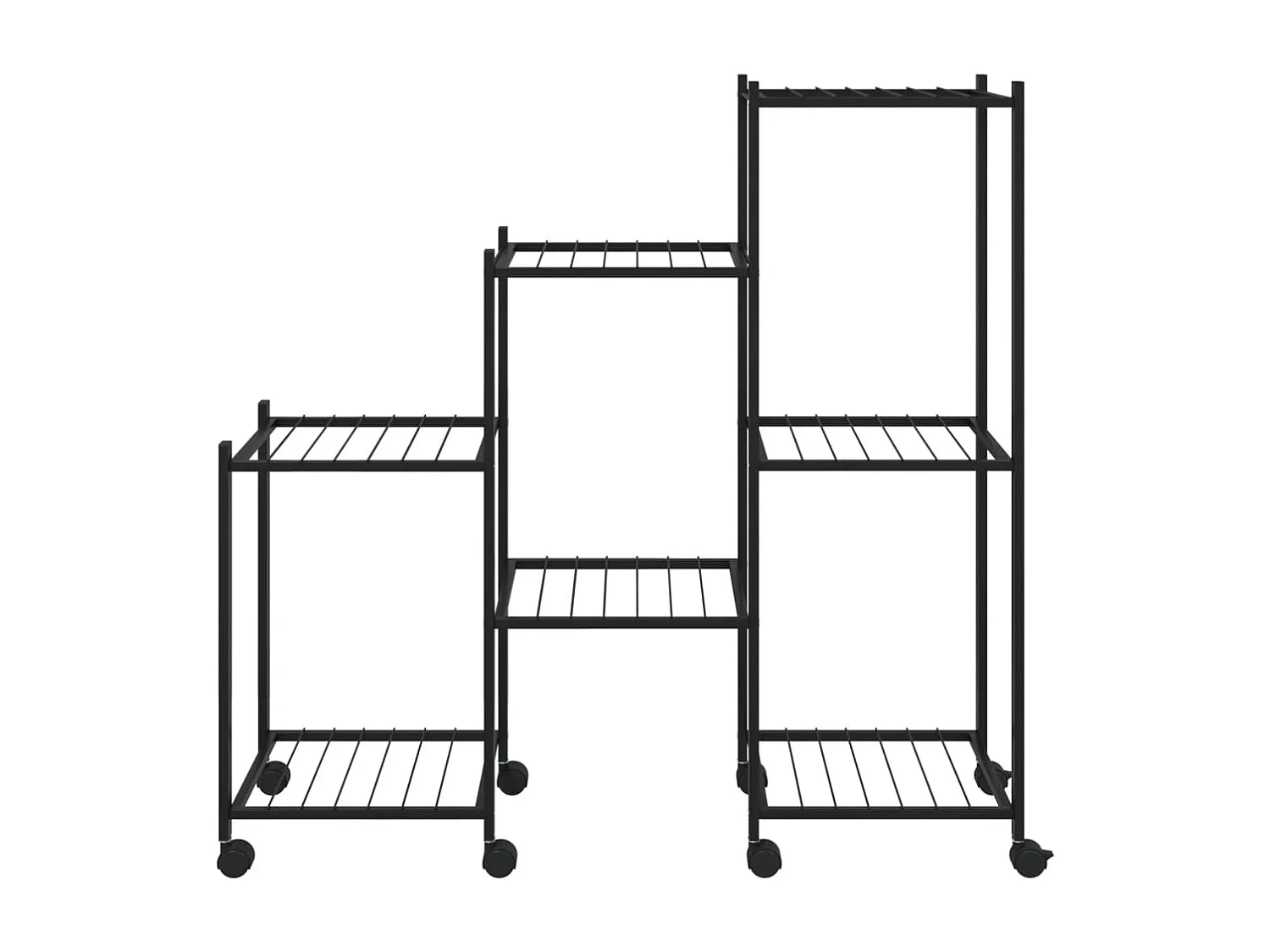 Suporte de vasos c/ rodas 83x25x83,5 cm ferro preto PT493325