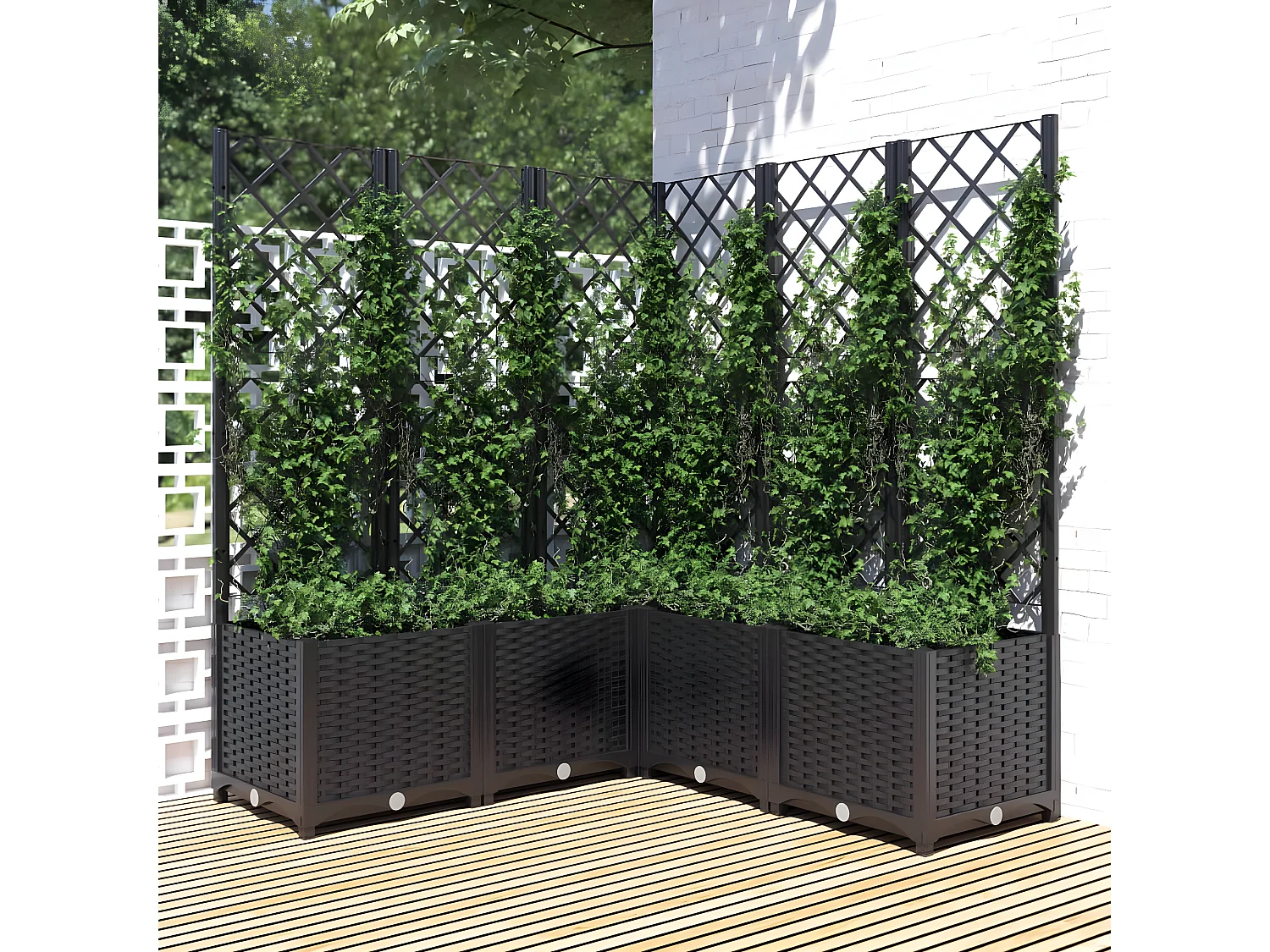 Jardinière avec treillis Noir 120x120x136 cm PP BE6865