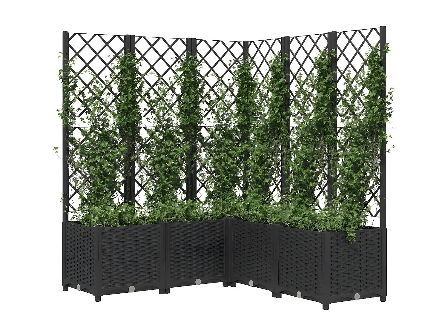 Jardinière avec treillis Noir 120x120x136 cm PP BE6865