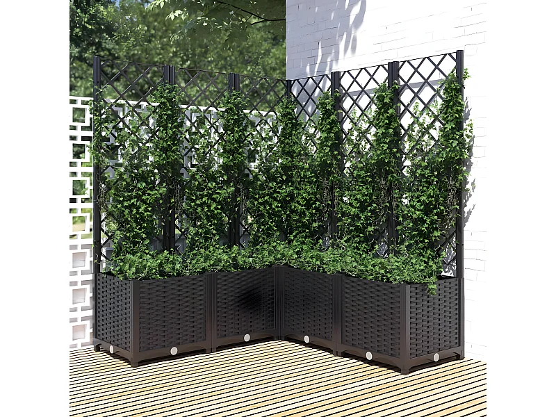 Jardinière avec treillis Noir 120x120x136 cm PP BE6865