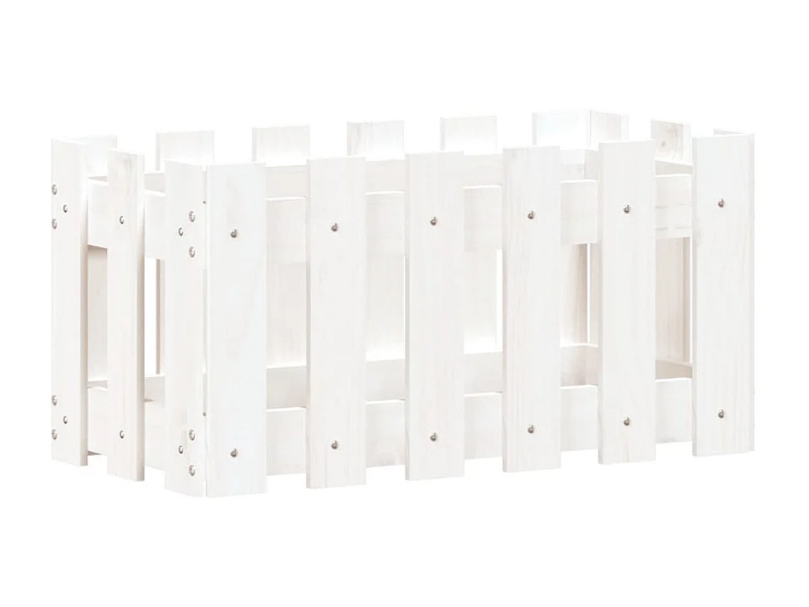 Jardinière avec design de clôture blanc 60x30x30 cm pin massif BE1349