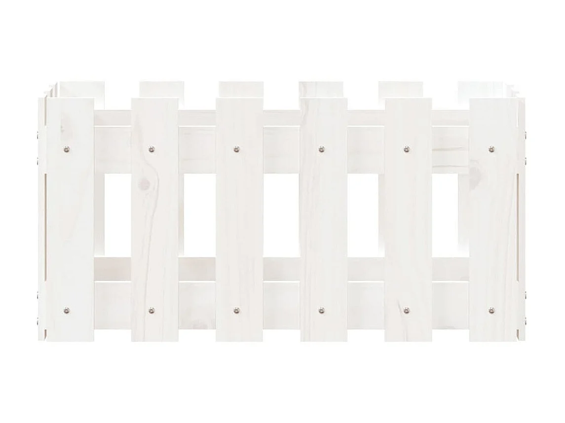 Jardinière avec design de clôture blanc 60x30x30 cm pin massif BE1349