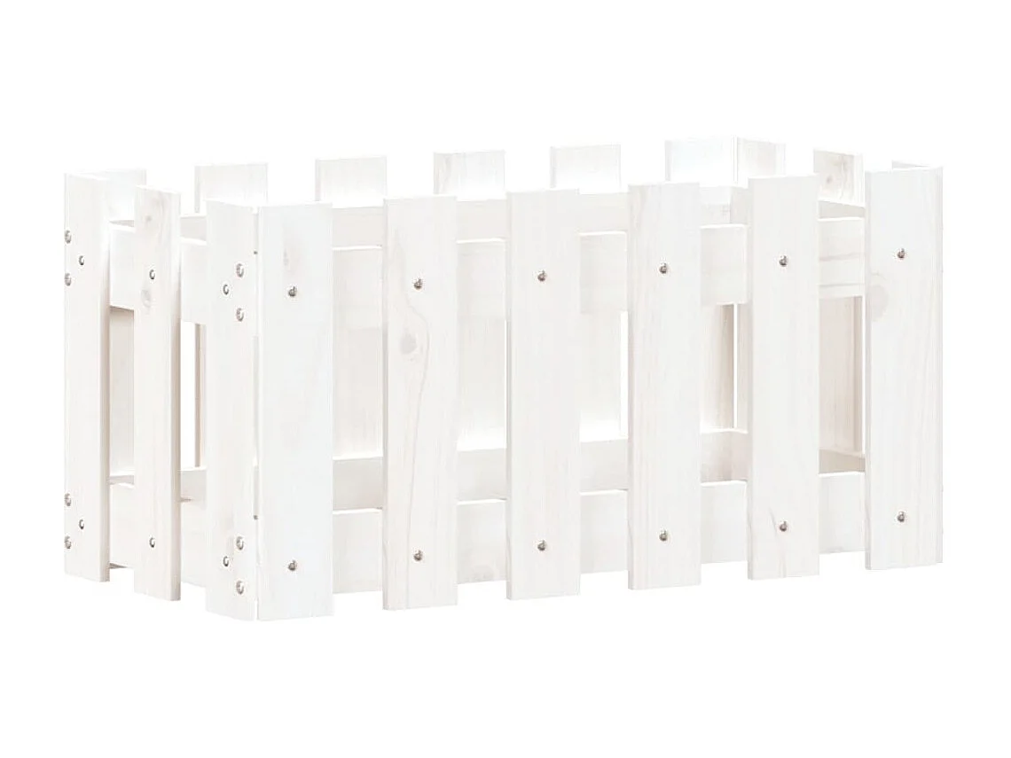 Jardinera diseño de valla madera maciza pino blanca 60x30x30 cm ES66046