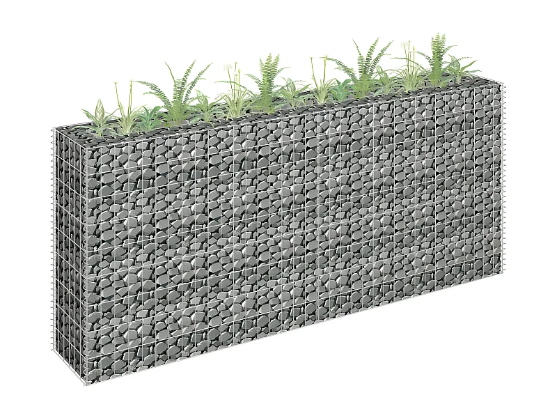 Lit surélevé à gabion Acier galvanisé 180x30x90 cm WVGQ9756